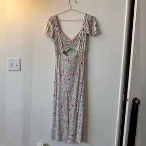 Zara Floral Maxi Dress - Pink and Green